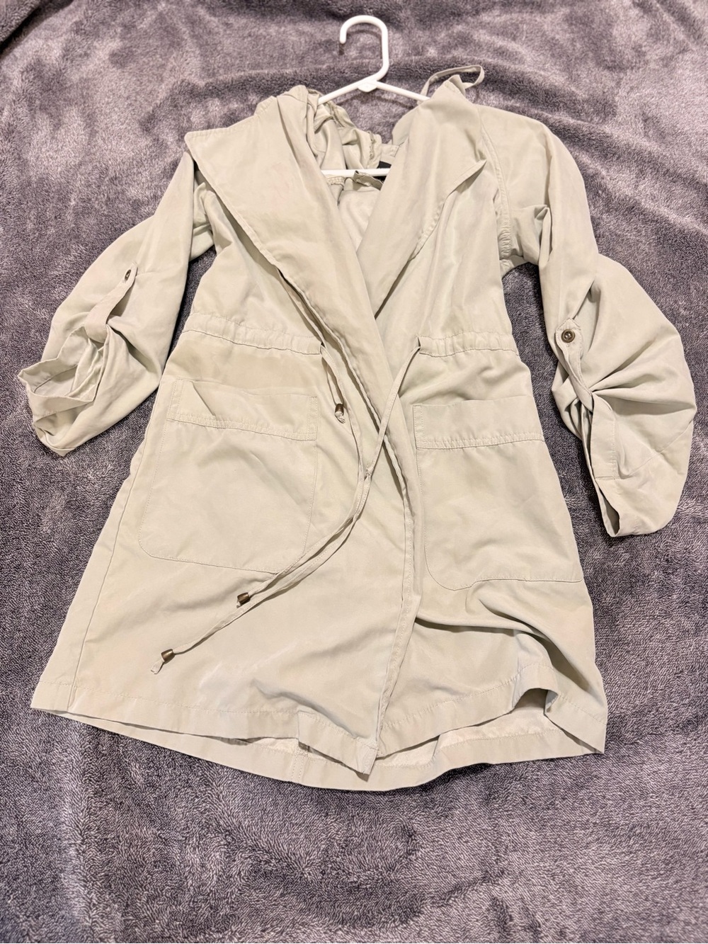 Love Tree Light Beige Hooded Utility Jacket